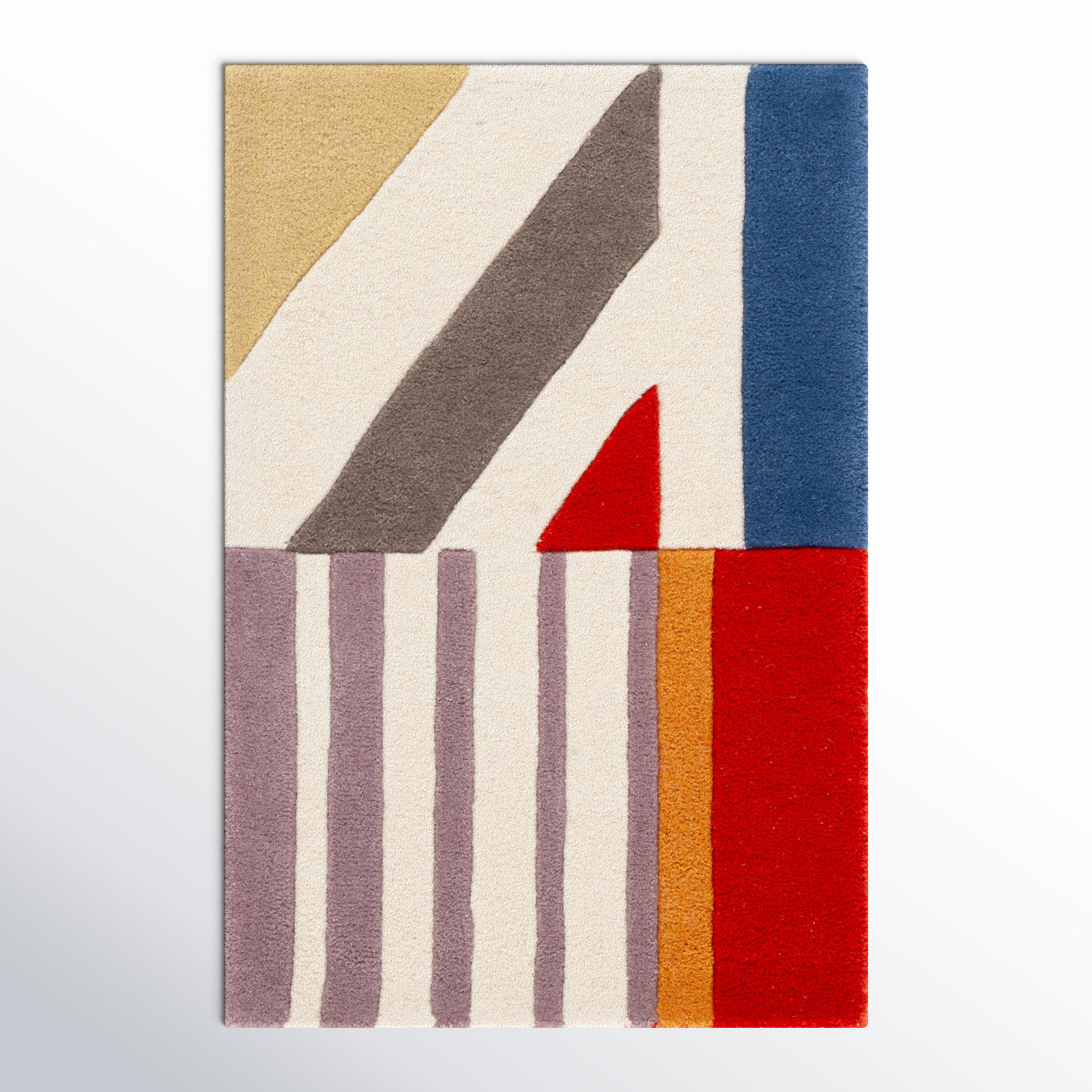 Tripoli Ivory Multi Hand-Tufted Geometric Rug, Rectangle 2' x 3'