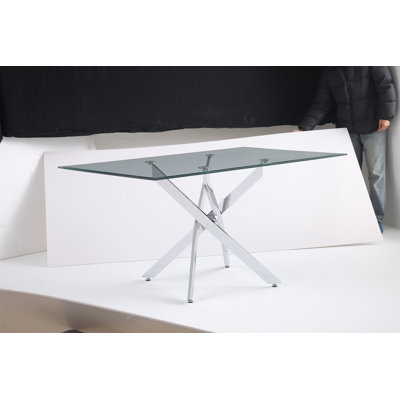 Table rectangulaire moderne en verre