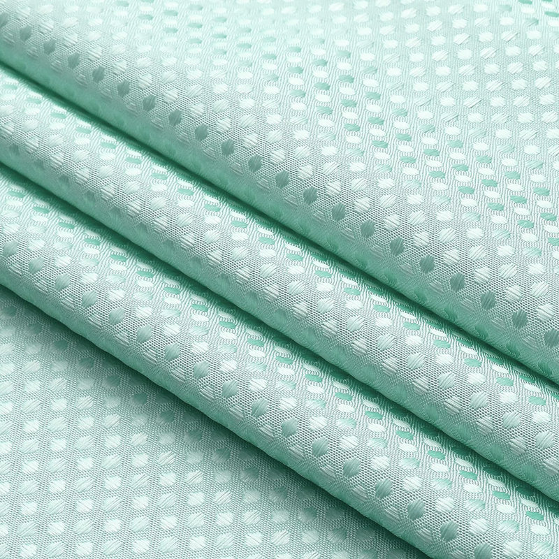 Aqua Blue Gradient Waffle Fabric Shower Curtain with Liner