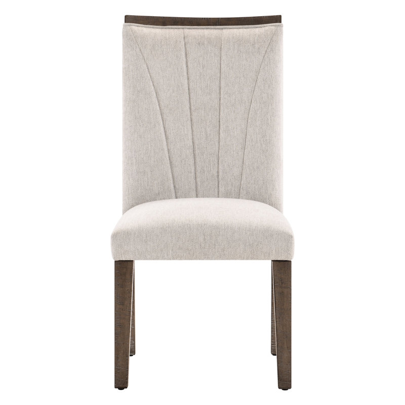 Élégant fauteuil de salle à manger brun de 2 places, siège texturé gris et bois, profondeur de paquet de 2 chaises contemporaines et tissu, largeur de 26 po