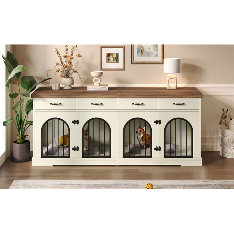 70.8" Large Dog Crate Furniture For 2 Dogs
