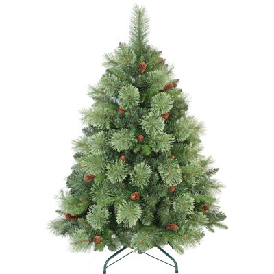 Sapin de Noël artificiel pré-illuminé de 2,4 m (8 pi), 1897 aiguilles de pin à fleurs et structure en PVC, 660 DEL blanc chaud, diamètre maximal de 152 cm (60 po), base en fer, décoration de Noël pour la maison