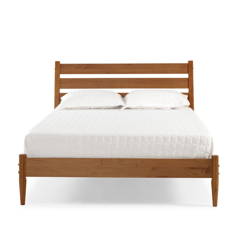 Ashlie Queen Size Solid Wood Bed, Castanho
