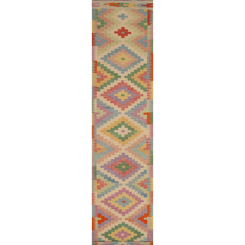 Reversible Wool Kilim Runner Rug 3x16