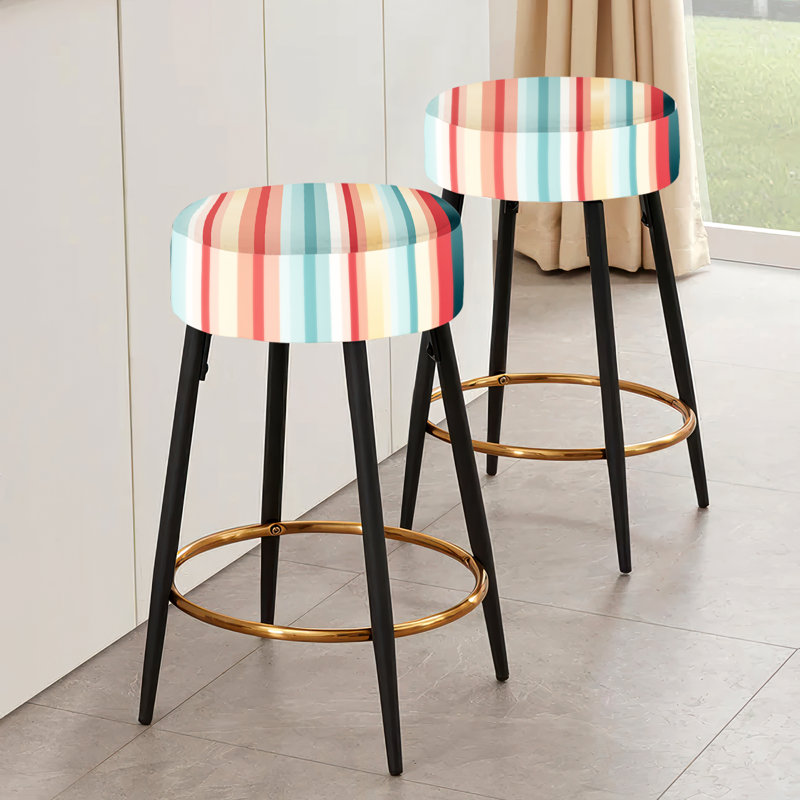Ensemble de 2 tabourets de bar rayés Vibrant Green Harmony