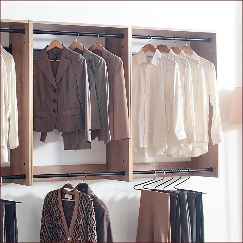 Closet Systems, Devi Wall Mounted Oak Finish Wood Closet System | Oak | Wood