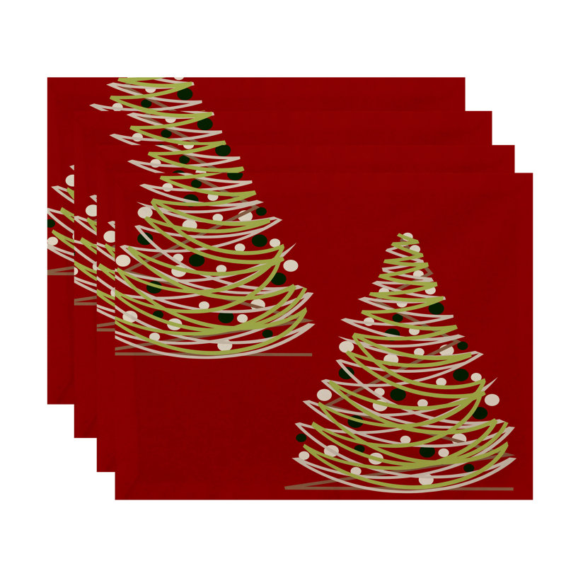 Polyester Geometric Rectangle Placemat, Red