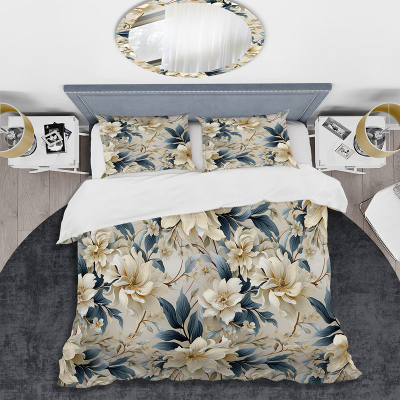 Literie contemporaine à motif victorien Flourish, Housse de couette simple + 1 taie décorative stan