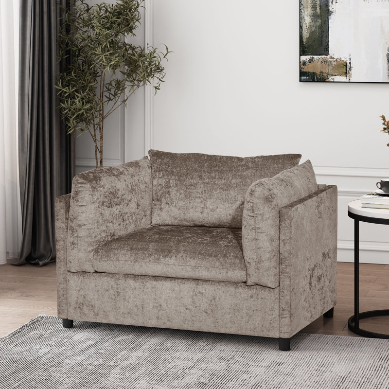Holasek Upholstered Club Chair, Dark Beige Polyester
