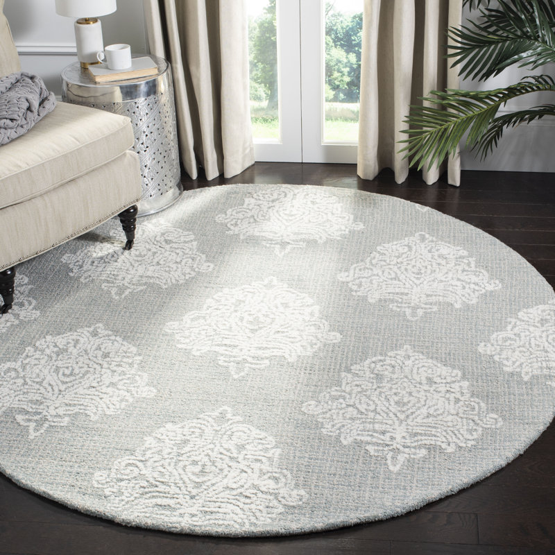 Galien Hand Tufted Wool Damask Rug, Round 6'