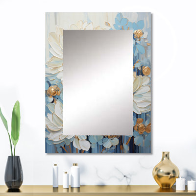 Nature de la symphonie bleue Zinnias - miroir unique Zinnias, grand miroir mural traditionnel, impression d'art en métal