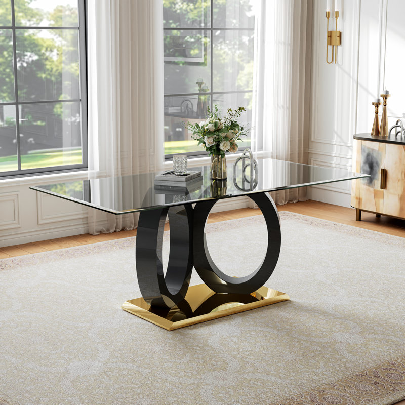 Glass Top Dining Table, Black