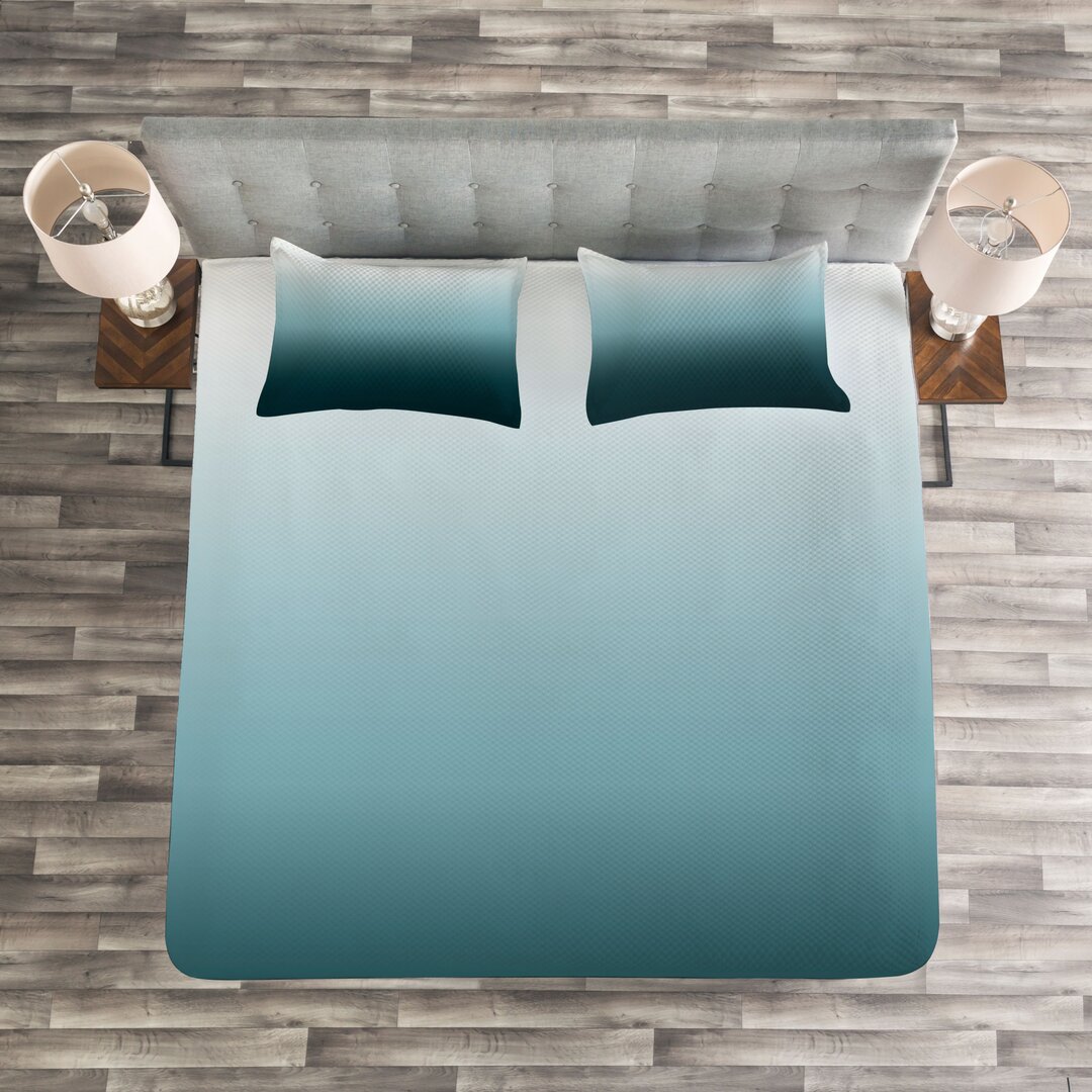 Tagesdecke Set, Teal Shades Entwurf, Ombre, Teal Hellblau und Weiß