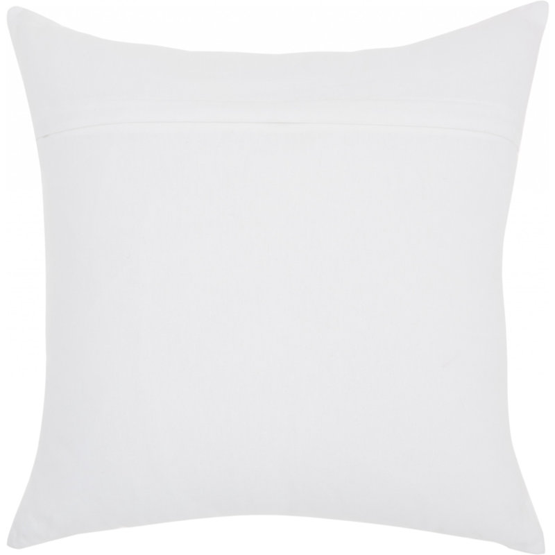 18" White and Red Embroidered Cotton Throw Pillow