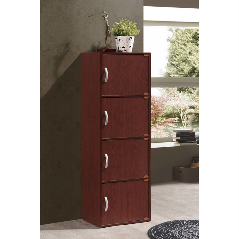Bibliothèque blanche Latitude Run® à 4 tablettes et 4 portes, Acajou, (5 tablettes) H 59,1 po x l 15,9 po x P 11,8 po