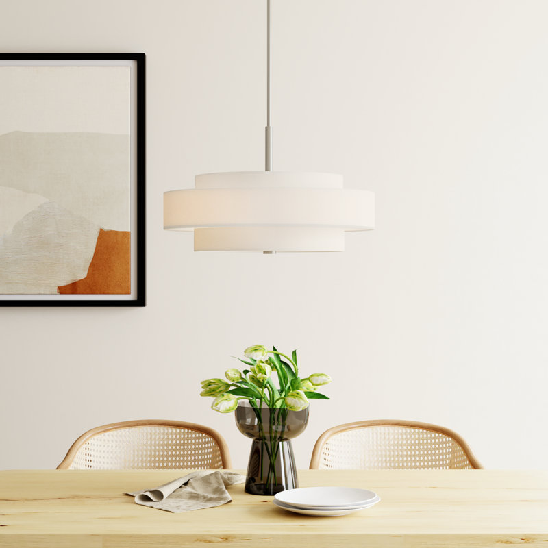 Flaire 5-Light Chandelier, Brushed Nickel, Off-White