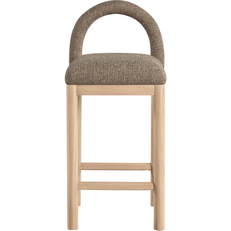 Conrad Letcher Linen Textured Fabric Counter Stool, Brown Fabric Seat/Natural Frame