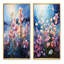 «Coral Blue Orchids Field Pointillism Dot», 2 pièces-992967584-992967597