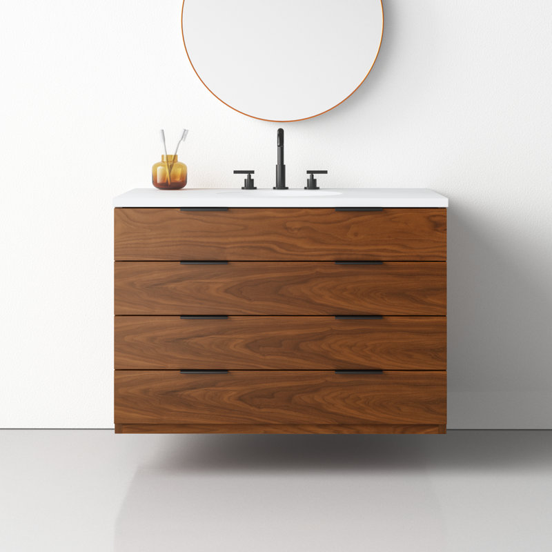 Bexley 36" Wall Mounted Single Bathroom Vanity with Quartz Top