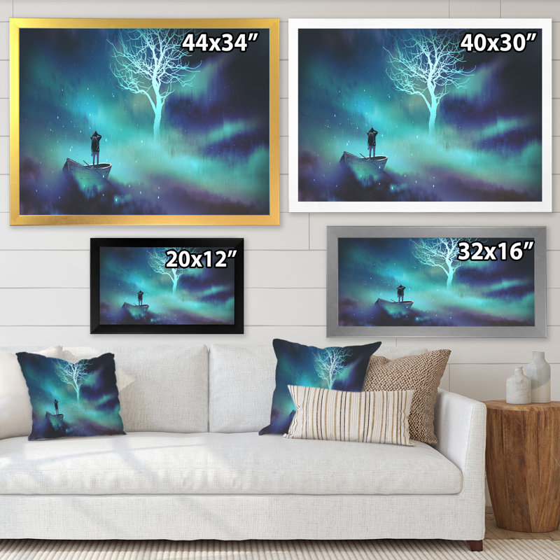 «Video Game Man Lost In Mystic River», art mural moderne sur toile, Cadre photo noir, H 8 po x l 12 po x P 1 po