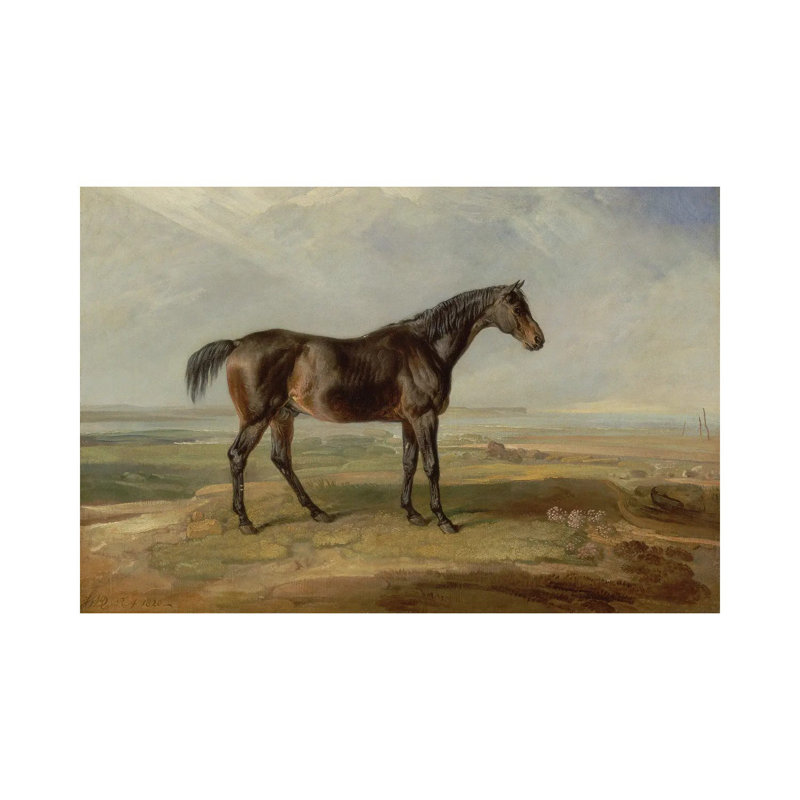 Dr. Syntax, A Bay Racehorse, Standing In A Coastal Landscape, An Estuary Beyond by James Ward - Wrapped Canvas Painting