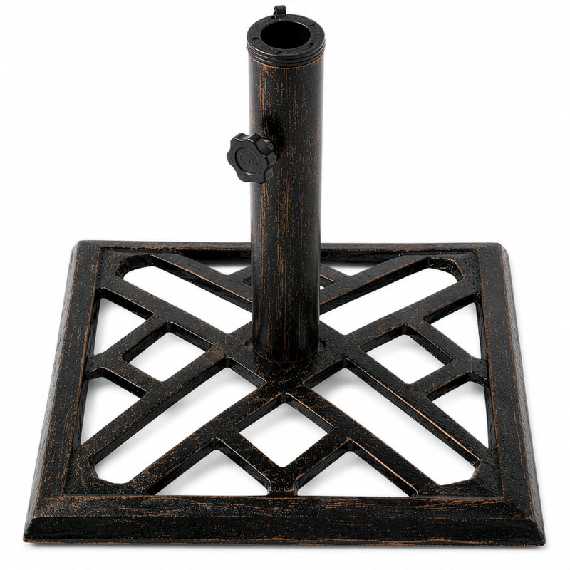 Pied de parasol carré robuste en fonte Gardenised avec support de mât, 8,6 kg