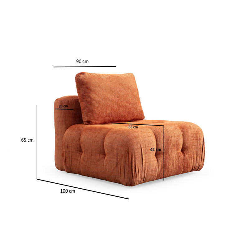 Élégant canapé 1 place, tissu orange, 35,4 x 39,4 x 25,6 pouces | Structure en bois de hêtre durable et en carton, revêtement 100% polyester | Le rembourrage en mousse souple comprend un coussin de dossier de 20 po x 20 po, parfait pour le salon et les petits espaces