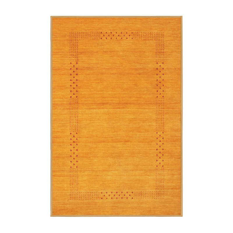Tapis de zone jaune contemporaine, Rectangle 3 pi x 5 pi