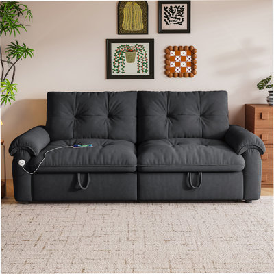 It Is A Multifunctional Sofa, A 77-Inch Convertible Sofa Bed, And A 2-In-1 Piece Suitable For Both Sitting And Lying. Made Of Modern Velvet Fabric, It Is Applicable To Living Rooms, Bedrooms And Apart