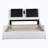 Faux Leather Upholstered Platform Bed Frame with led lighting ,Bluetooth connection to play music /RGB control,Backrest vibration massage,Curve Design, Wood Slat Support, No Box Spring Needed