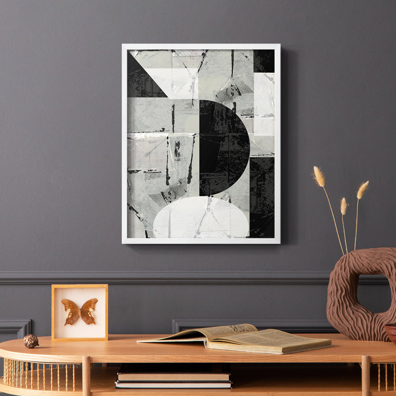 «Abstract Neutralité I», reproduction encadrée - bois massif, Blanc, H 14 po x l 11 po