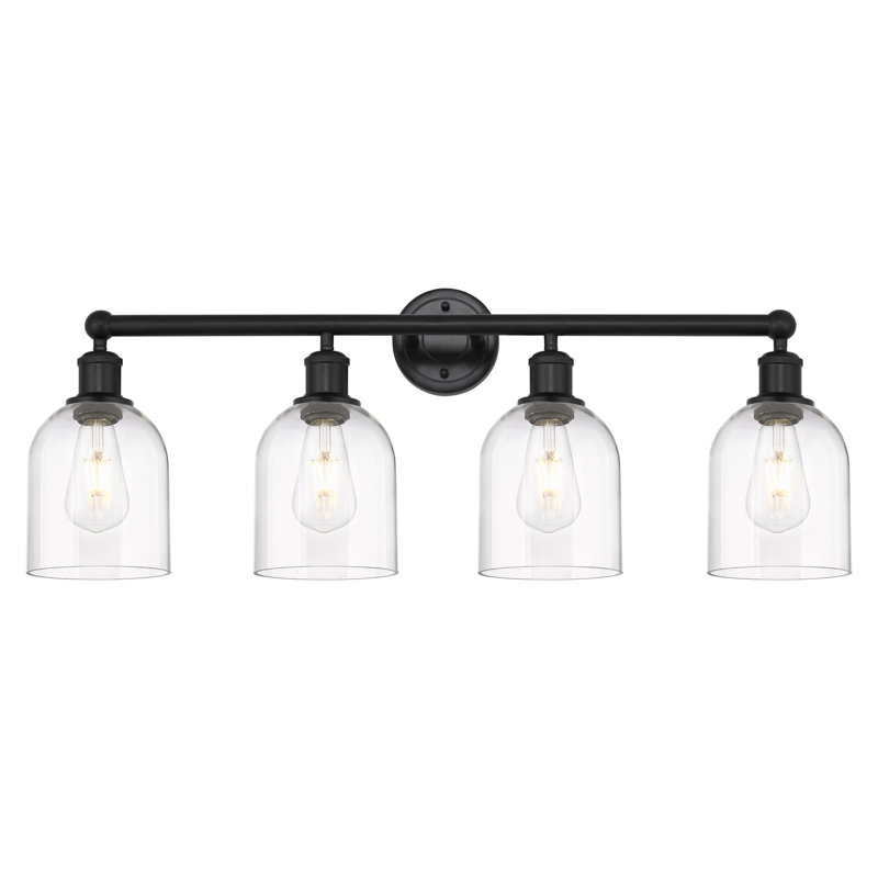 Éclairage pour salle de bain 4 lumières Bella, Noir mat, Transparent