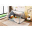 Lit double en bois de couleur grise - Construction avec pin et fenêtre de clôture, à DEL, sans sommier pour un espace de détente serein-2070054548