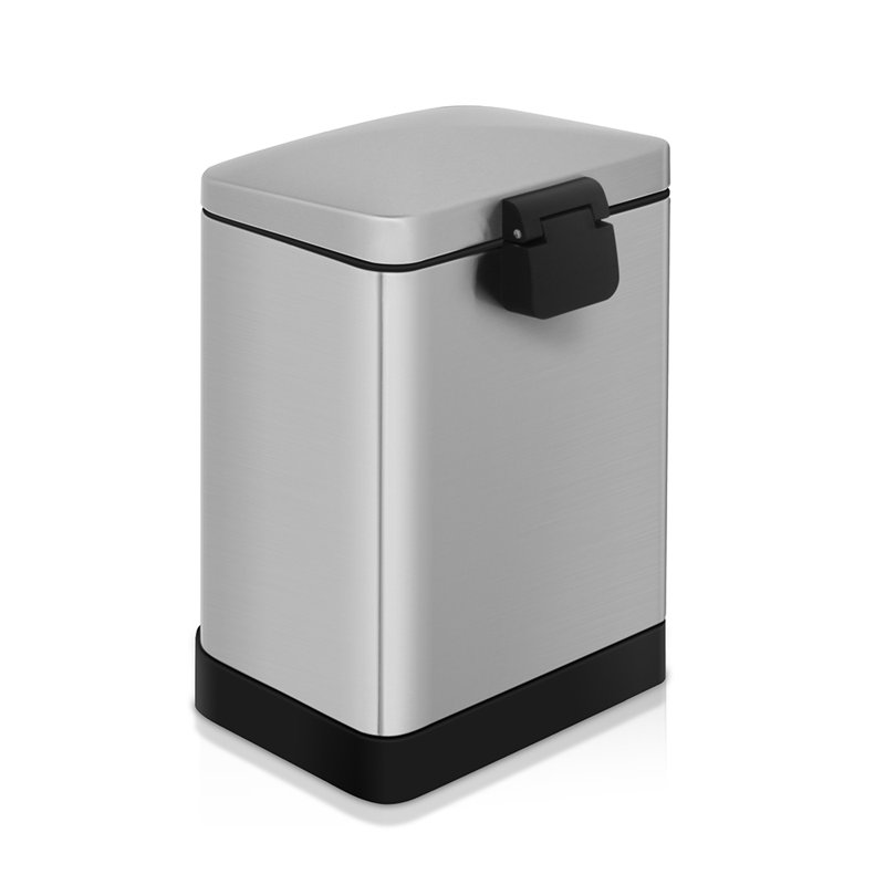 1.6 Gallon Brushed Stainless Steel Rectangular Step-On Trash Can