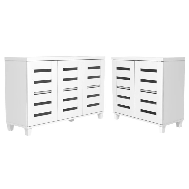 Armoire de rangement pour chaussures à 2 et 3 portes Lismore (peut contenir 28 paires), Blanc