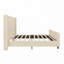 Corduroy Upholstered Bed Frame with Vertical Stripe Wingback and High Footboard-1103818201-1103818200