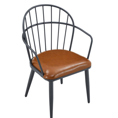 2 sièges de salle à manger rembourrés, brun avec métal. And Classy, chaise d'intérieur l 22,5 po x P 24,8 po (H 2) et pieds en métal.