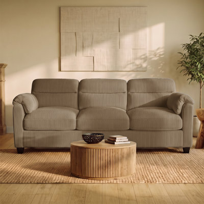 79.1" Corduroy Sofa, Upholstered 3-Seater Couch with Rolled Arms, Comfy Deep Seat Couch for Living Room, Bedroom & Apartment
