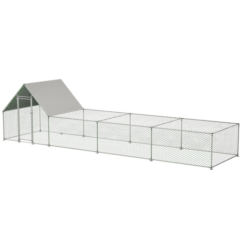 Cage à poulets 26 po x l 6,7 po x P 6,6 pi avec structure en acier imperméable et toit ouvrant pour poulailler - couvercle