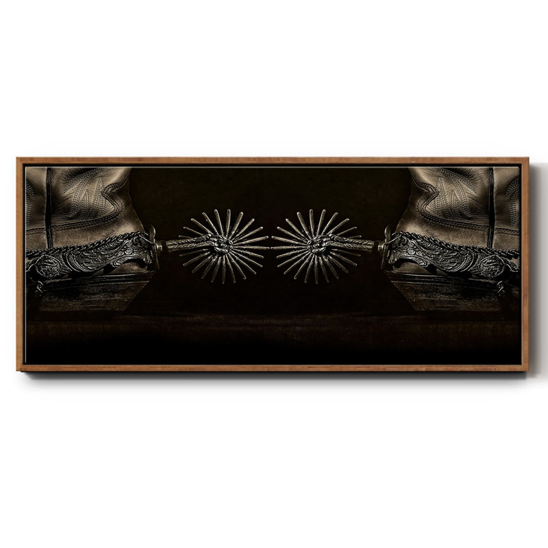 Photographie, étude, éperons, toile encadrée, H 8 po x l 20 po