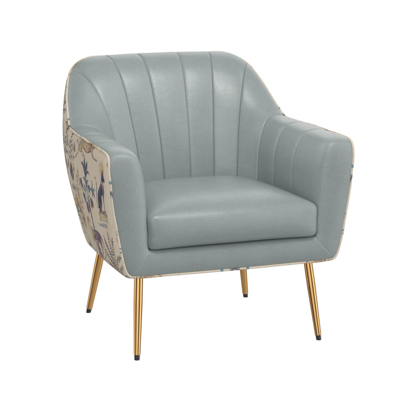 Dressler Upholstered Armchair, Blue Nile Faux Leather