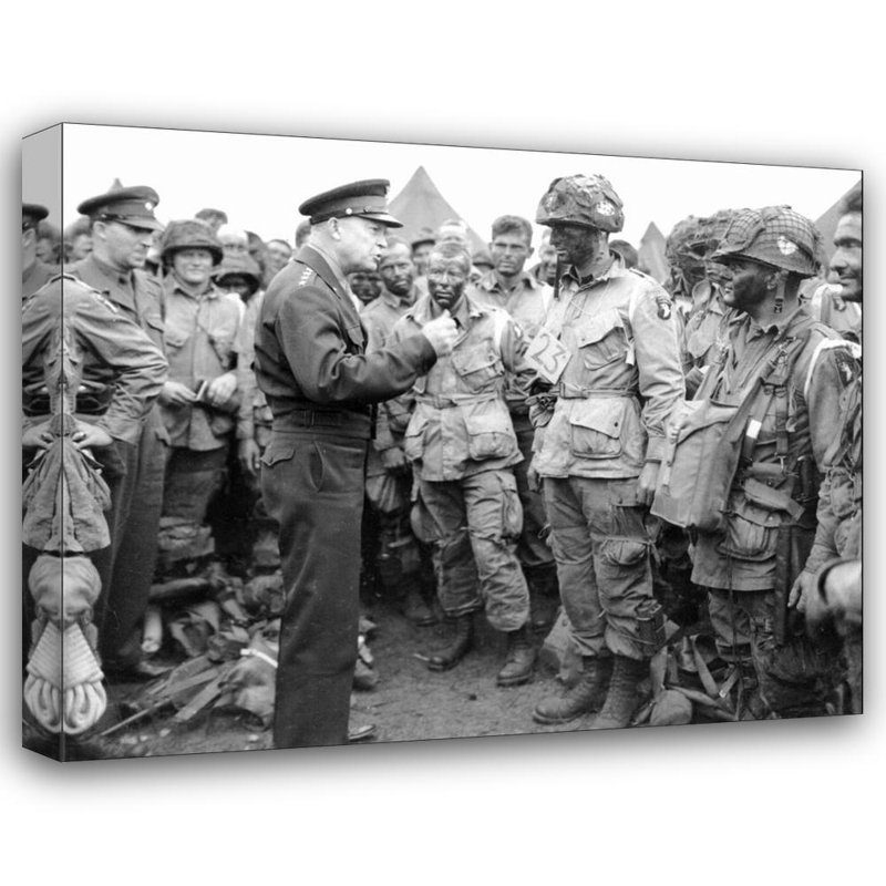 Général Dwight D. Eisenhower avec 101 Airbourne, H 14 po x l 18 po