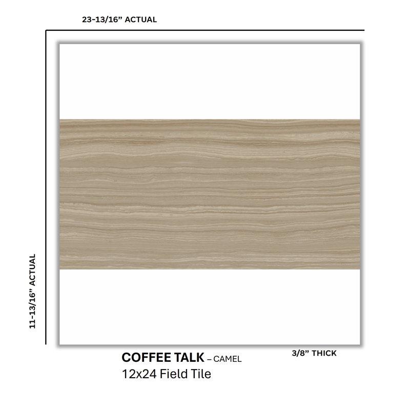 Coffee Talk 12'' W x 24'' L Porcelain Stone Look Singular Tile, Camel