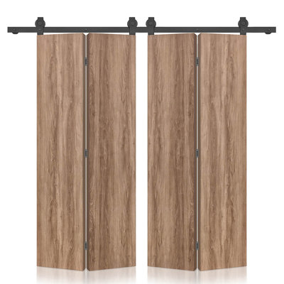 Ensemble de quincaillerie pour porte de grange coulissante double texture en noyer