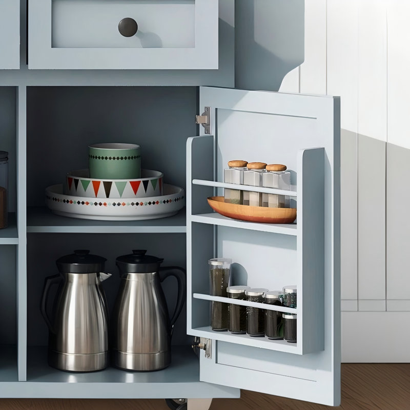 Kitchen Cart: With Rubberwood Flip-top, Interior Storage Shelves In Cabinet Doors, 5-wheel Design, Storage Cabinets And 3 Dining Drawers.
