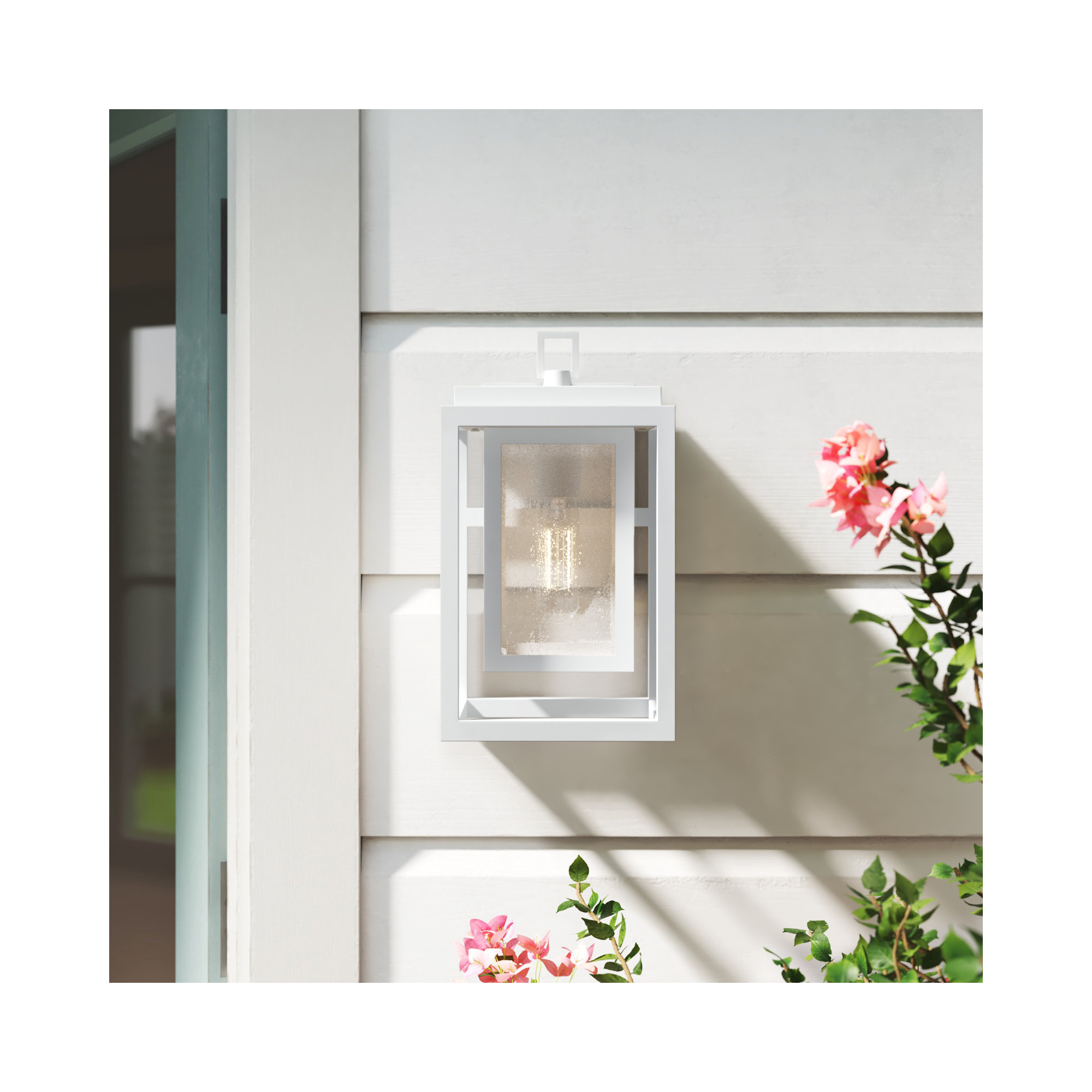Single Light Outdoor Wall Light, 12" H x 7" W x 6.75" D, Textured White
