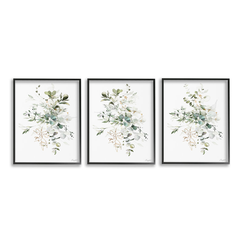 «Herbal Botanicals Pattern Single Photo Frame» par Roozbeh, 3 pièces sur toile, Estampe numérique Farmhouse