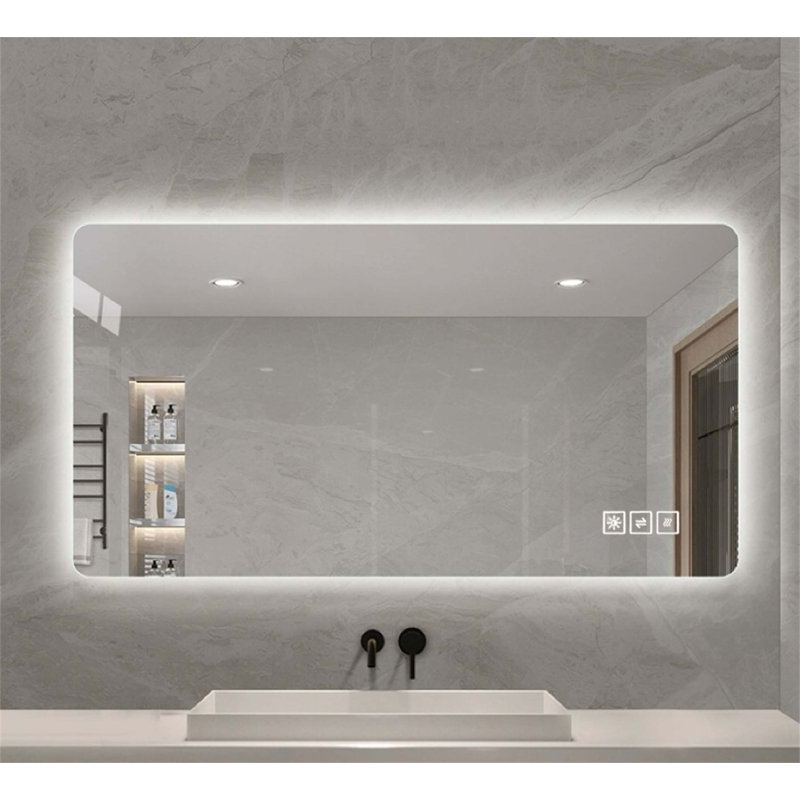 Miroir mural à DEL avec éclairage tricolore, gradateur, étanche IP44, antibuée et interrupteur tactile 24 po x 48 po