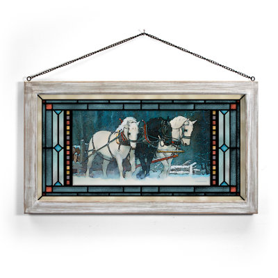 SGA SNOWFALL 13X23 :CUMMINGS; STAINED GLASS ART WHITEWASH FRAMED