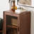 Retro Nut-Brown Solid Wood Glass Sideboard